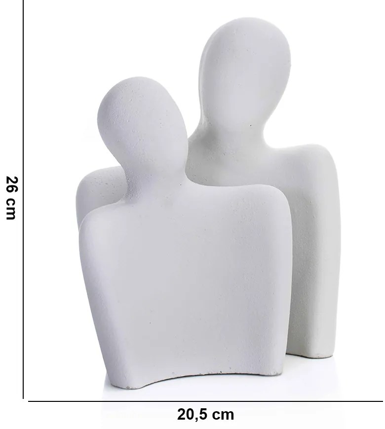 Kit 2 Esculturas Decorativas Pessoas Em Cimento Cinza 26 Cm - D'Rossi