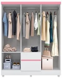 Guarda Roupa Casal Flex 6 Portas 2 Gavetas Flash II D02 Branco/Rosa/Br