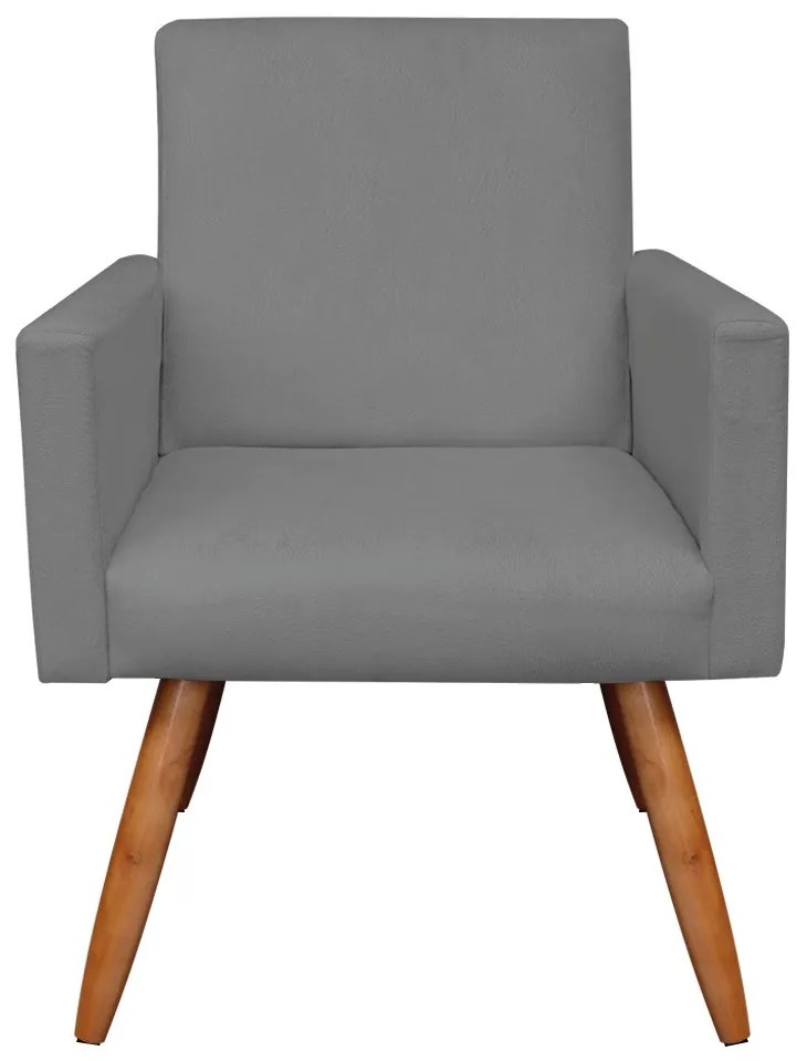 Poltrona Nina Suede Grafite Pés Palito Castanho M11 - D'Rossi