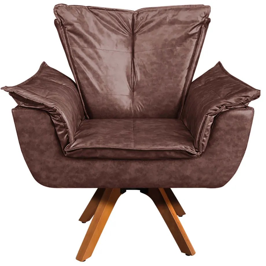 Poltrona Sala de Estar Giratória MM30 Kit 2 Opalla Corano - Marrom