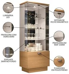 Cristaleira Aruan Buffet Ellora e Espelho Adnet 54cm H01 Off White/Cin