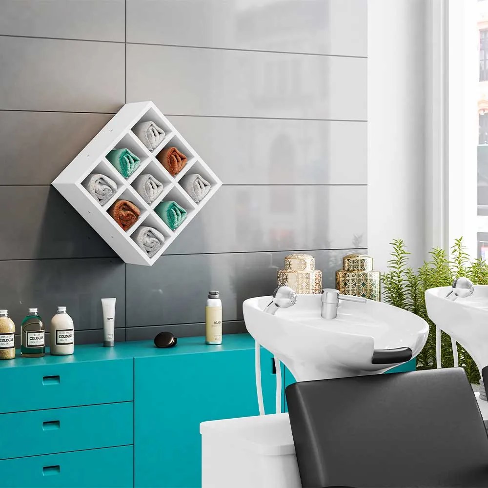 Kit 02 Nichos Porta Toalhas 09 Lugares 40x40cm Branco G01 - Gran Belo
