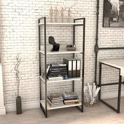 Kit 2 Estante Livreiro Prisma Estilo Industrial 60cm 4 Prateleiras C08