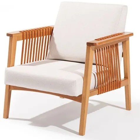 Poltrona Gaya Assento Cru Corda Ocre Base Madeira Mel - 78411 Sun House