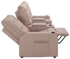 Poltrona de Cinema Reclinável 3 Lugares Baú USB Mallie FH9 Veludo Rosê