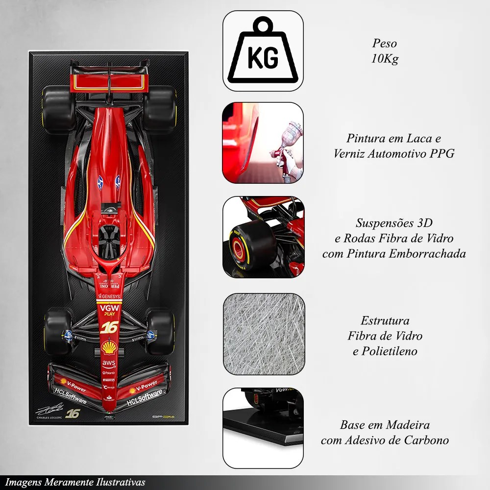 Quadro 1.4 Decorativo F1 SF-24 N16 CL Artesanal Fibra de Vidro e Polietileno 2024 Vermelho G53 - Gran Belo