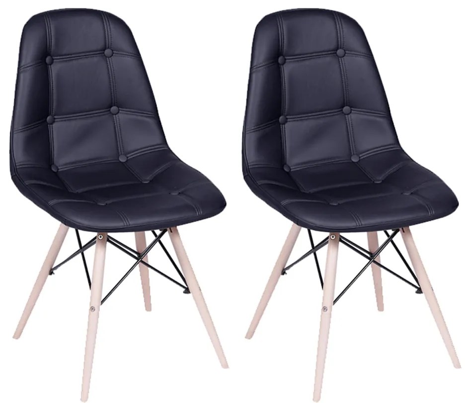 Conjunto 2 Cadeiras Eames Eiffel Botonê Preto - Conjunto 2 Cadeiras Eames Eiffel Botonê - Preto