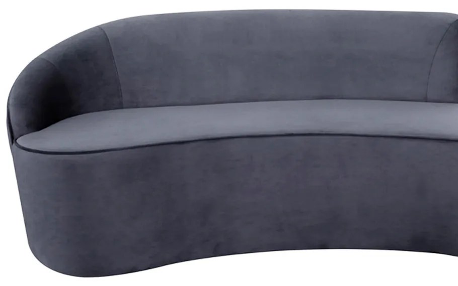 Sofá 3 Lugares Eros D07 Curvo 210cm Braço Esquerdo Veludo Cinza - D'Rossi