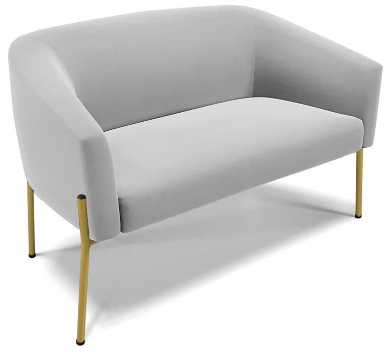 Sofá Namoradeira e Poltrona Pé de Ferro Dourado Stella Suede D03 - D'Rossi - Cinza