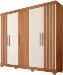 Guarda Roupa Casal 216cm Com 5 Portas Sulla Freijó/Off C01 - Mpozenato
