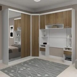 Guarda Roupa Solteiro Modulado Espelho CP06 Taiga Branco/Avelã L01 - M