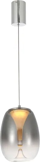 Pendente Led Vidro Metal 8W 2700K Zug - CROMADO