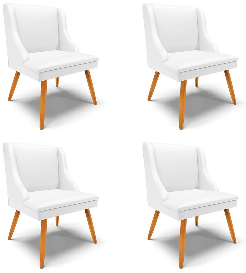 Cadeira de Jantar Pés Palito Castanho Kit 4 Liz Corino - Branco