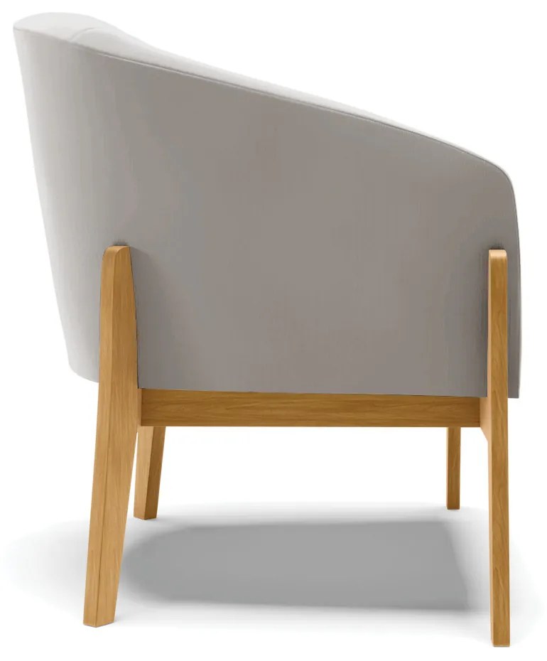 Poltrona Decorativa Base de Madeira Stella Veludo Cinza D03 - D'Rossi