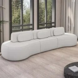 Sofá 4 Lugares 326cm Orgânico Mellanie Boucle Cru Z32 - Mpozenato