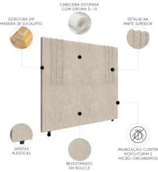 Cabeceira Cama Box Casal 140cm Estofada Rama Boucle Bege Z04 - Mpozena