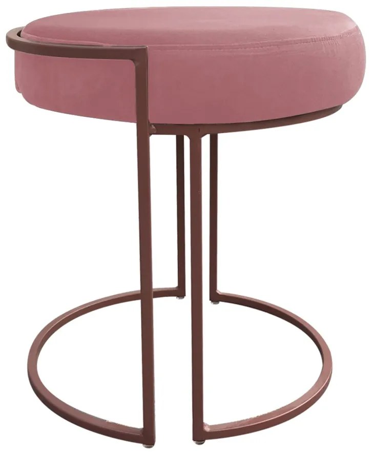 Puff Redondo Base Industrial Cobre Kit 2 Love Suede - Rose