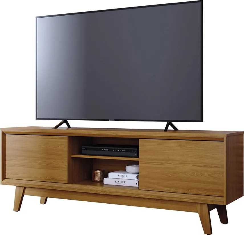 Bancada Decorativa Loser MDP Pintura UV 2 Portas Deslizantes até 65 Cumaru G97 - Gran Belo