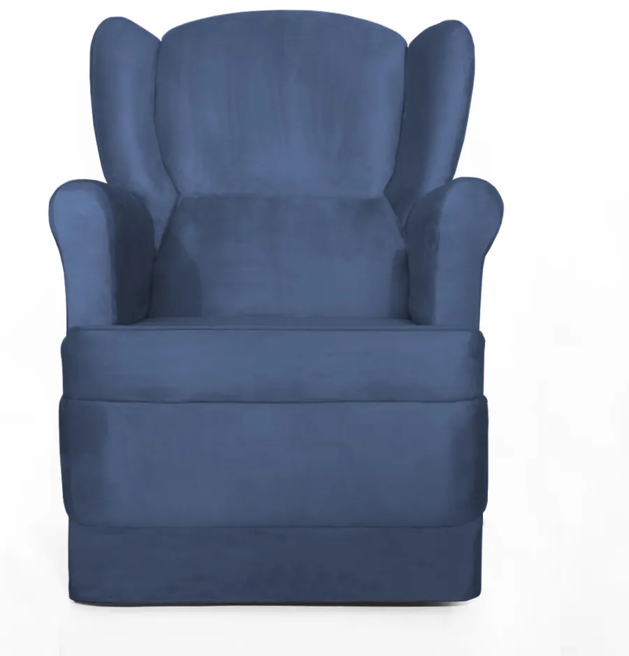 Poltrona Ana de Amamentação com Balanço Suede Azul Marinho
