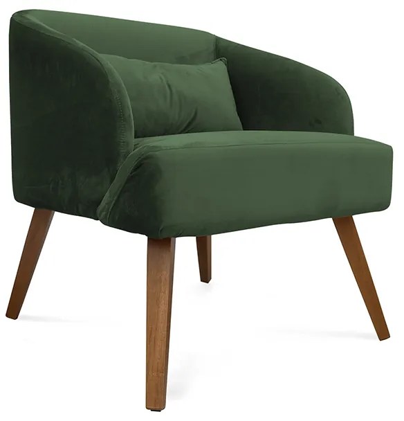 Poltrona Decorativa Lara Pés de Madeira Veludo Verde - Sheep Estofados - Verde escuro