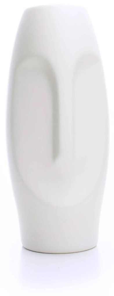 Vaso Decorativo Rosto Branco Mate Em Cerâmica 25x12 Cm F04 - D'Rossi