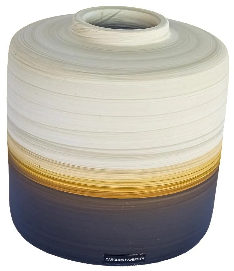 Vaso Reto Decorativo de Cerâmica 15x13x13 - Salar Fosco Kleiner