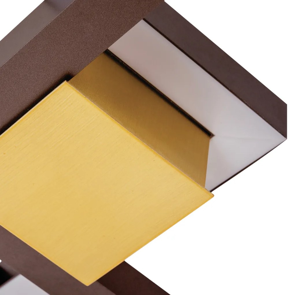 Plafon Mira 42X42Cm Led 48,8W Bivolt | Usina 19270/42 (MR-T - Marrom Texturizado, 3000k)