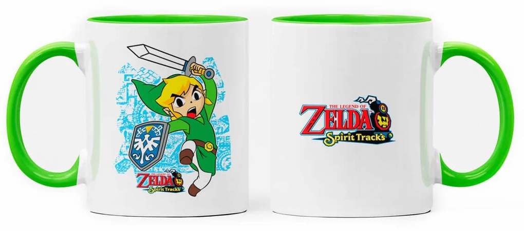Caneca Link Jogo Zelda com Alça e Interior Verde Claro