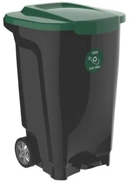 Lixeira T-Force Tramontina Empresarial Preta com Rodas e Detalhe Verde 100 L
