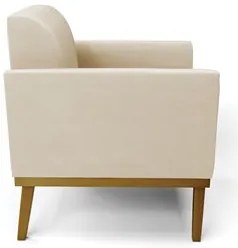 Sofá Namoradeira e 1 Poltrona Base Madeira Castanho Maressa Suede Bege