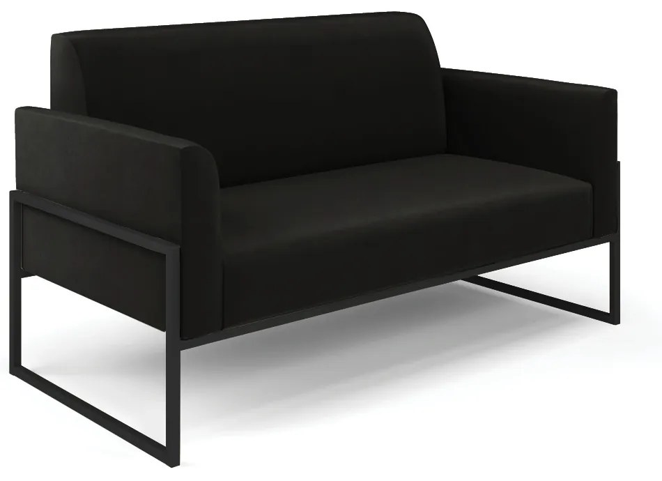 Sofá Namoradeira Base Industrial Alta Preto Marisa Suede D03 - D'Rossi - Preto