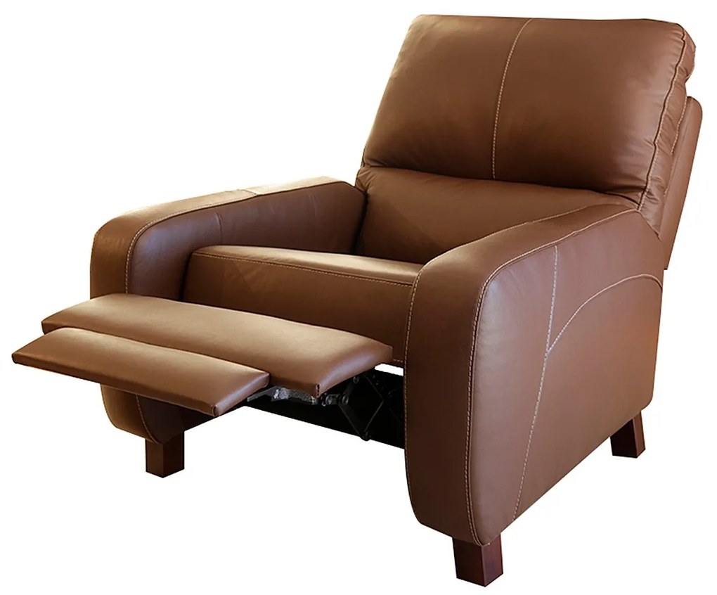 Poltrona de Couro Reclinável Paxton M06 Cor Café 490 - ADJ DECOR