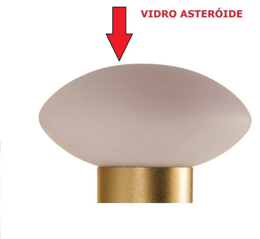 Arandela Sakai Ø12X18X15,5Cm 1Xg9 Vidro Disco Asteroide / Haste Fixa |... (MR-T - Marrom Texturizado, FOSCO)