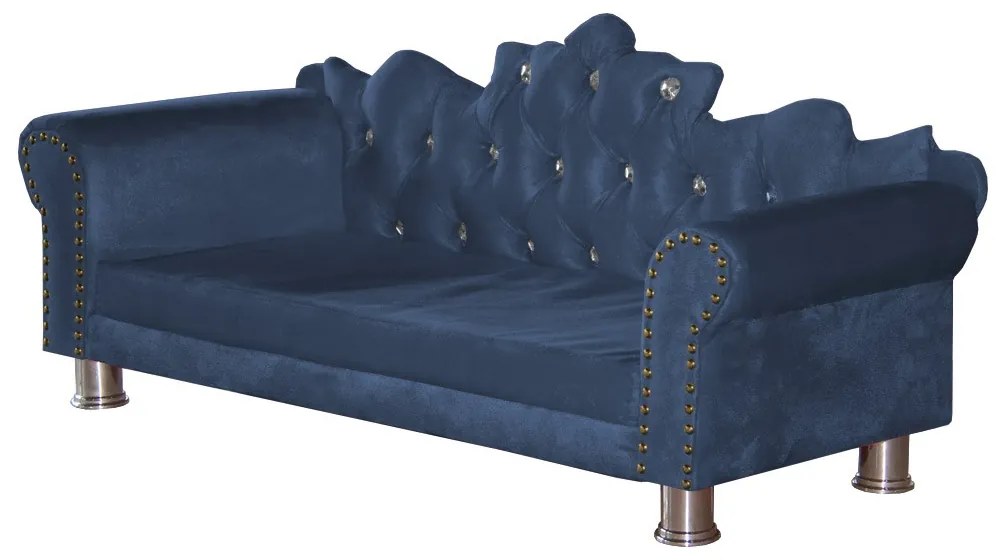 Mini Divã Sofá Realeza Cama Pet para Cães ou Gatos Elegante Suede Azul Marinho