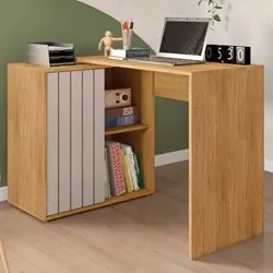 Mesa para Escritório Home Office 1 Porta Ripada Tech Mel/Cacao - Caemm