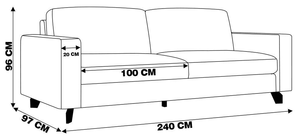 Sofá Decorativo 240cm Moscou Couro Sintético Caramelo G52 - Gran Belo