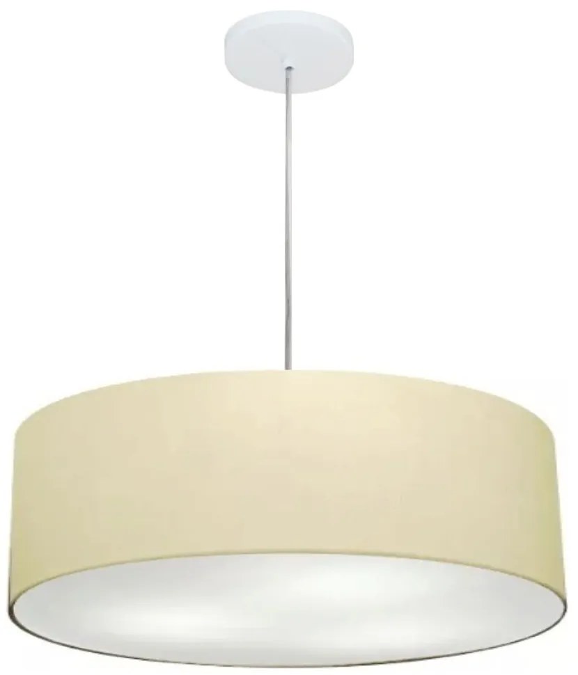 Lustre Pendente Cilíndrico Md-4217 Cúpula  em Tecido 50x15cm Algodão Crú - Bivolt