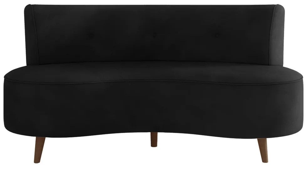 Sofá Living 2 Lugares 160cm Aang Pés Palito Veludo Preto G33 - Gran Belo