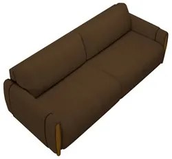 Sofá 3 Lugares 223cm Pés Madeira Amaranto M22 Veludo Marrom - Mpozenat