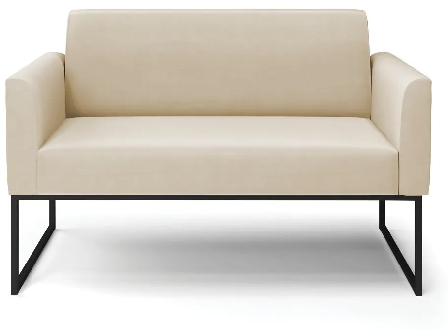 Sofá 2 Lugares Namoradeira Marisa Industrial Preto Suede D03 - D'Rossi - Bege