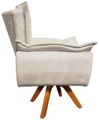 Kit 2 Poltronas Decorativas Sala de Estar Base Giratória Madeira Opla