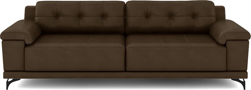Sofá Living 3 lugares 235cm Agostino Pés Design em Ferro Couro Capuccino G52-Gran Belo