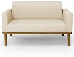 Sofá Namoradeira e 2 Poltronas Base Madeira Castanho Maressa Linho Beg
