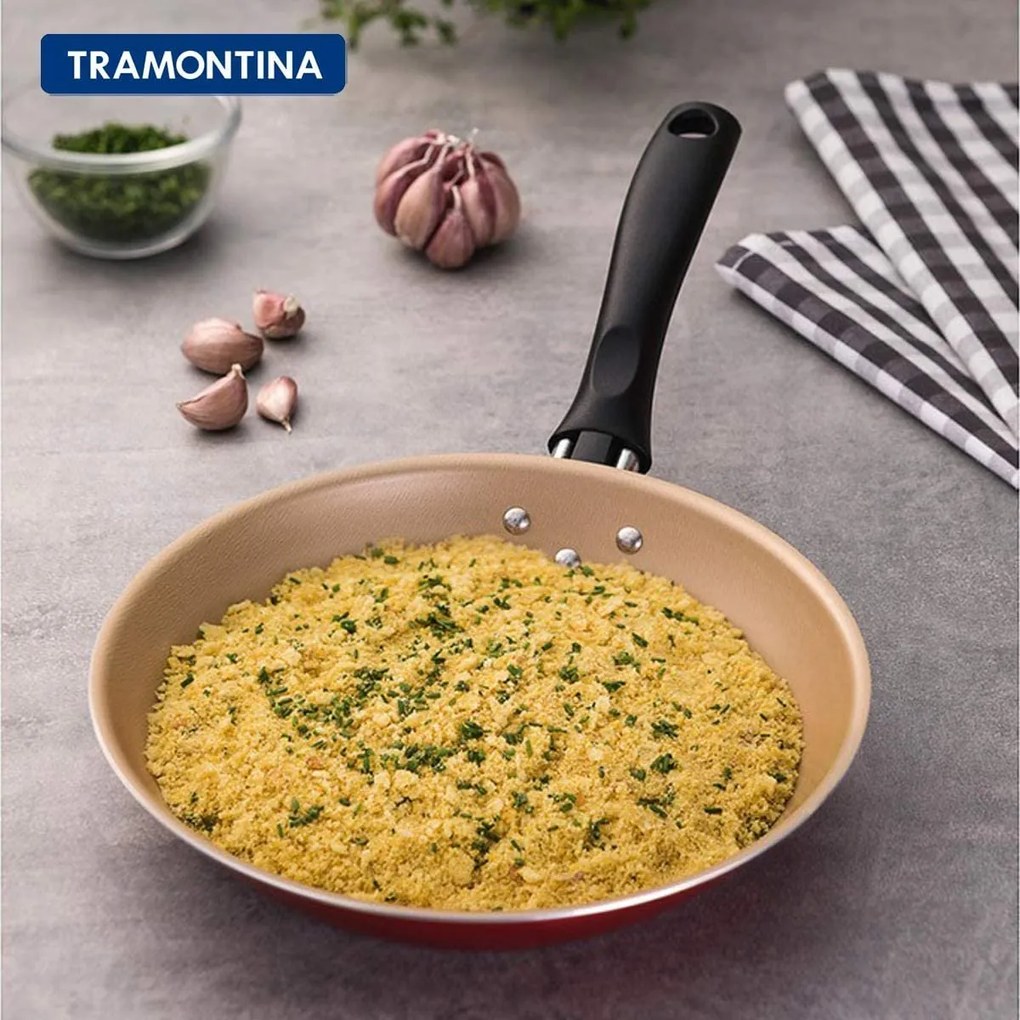 Jogo de Frigideiras Tramontina Turim N&atilde;o Gruda em Alum&iacute;nio com Revestimento Interno e Externo em Antiaderente Starflon Max Vermelho 2 Pe&ccedil;as