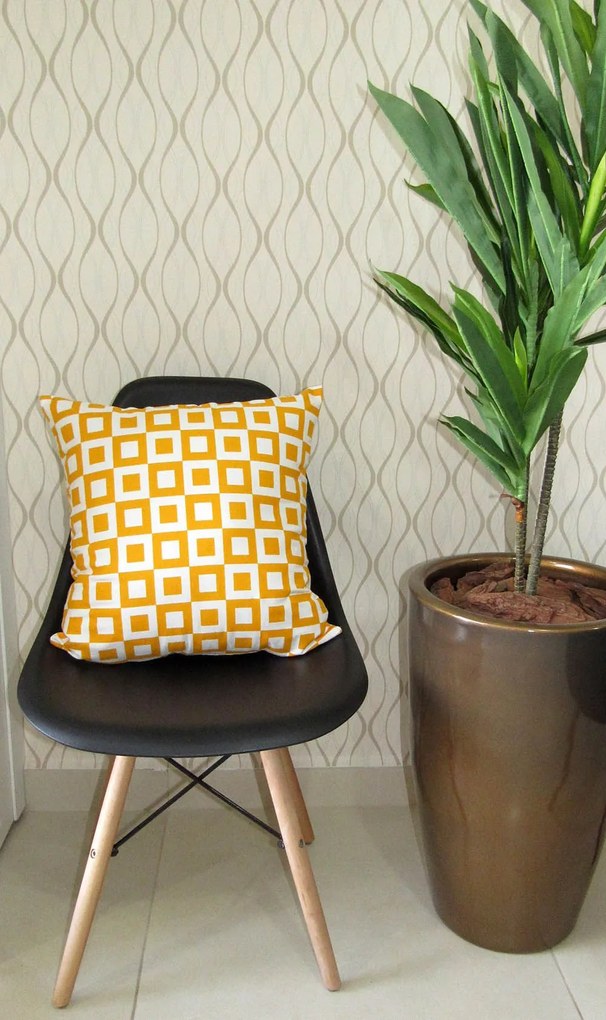 3 Capas para Almofada Soft Turim Geométrico Amarelo 43x43cm