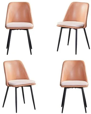 Kit 04 Cadeiras Quebec Corino Caramelo Base Aço - 76571 Sun House