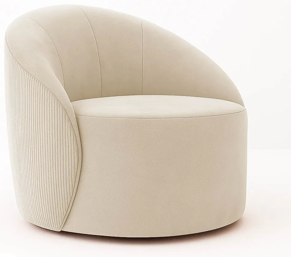 Poltrona Decorativa Orgânica Giratória Lua Cotelê/Veludo D03 - D'Rossi - Bege