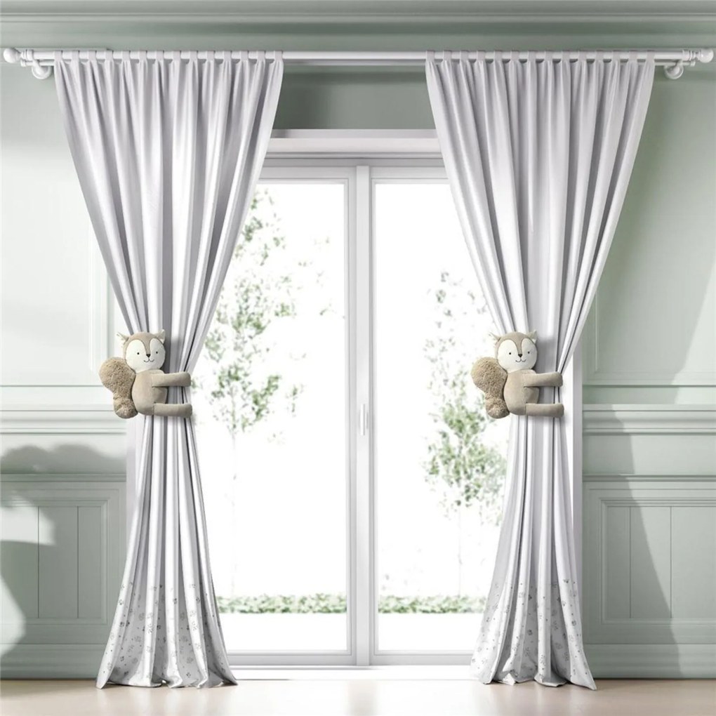 Cortina Quarto Bebê Verde Floral 1,80m GrÁo de Gente Branco