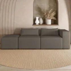 Sofá 4 Lugares 323cm Com Puff Esquerdo Fay Veludo Marrom Z55 - Mpozena