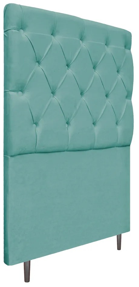 Cabeceira Estofada Liverpool 90 cm Solteiro Suede Azul Tiffany - ADJ Decor